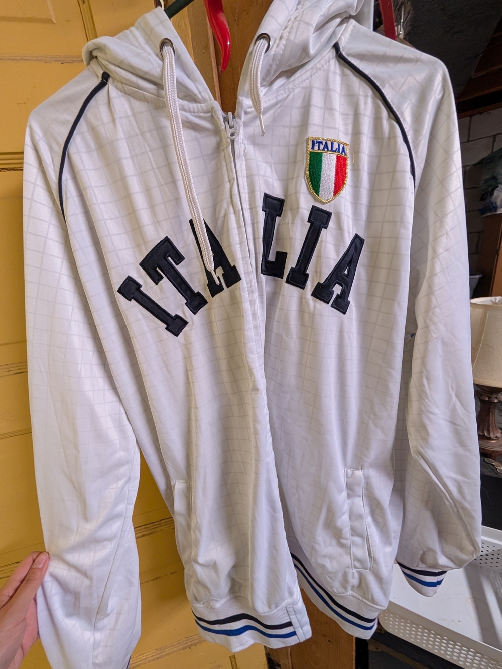 Italia White Hooded Track Jacket with Italy Shield